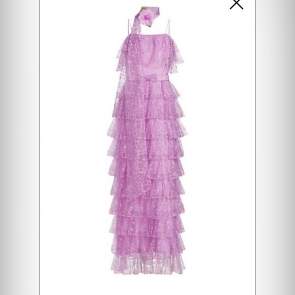 NWT RODARTE ORCHID FLORAL TULLE TIERED RUFFLE DRESS - Picture 2 of 2
